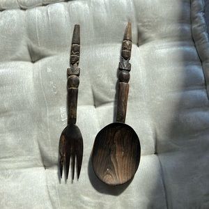 Wooden spoon and  fork